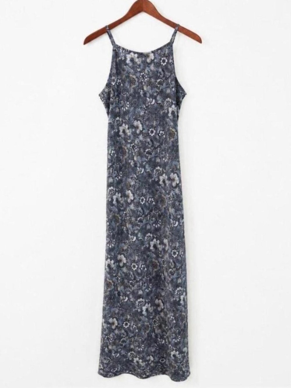 Vintage 90s Knapp Studio Smoky Floral Column Slip Maxi Dress S